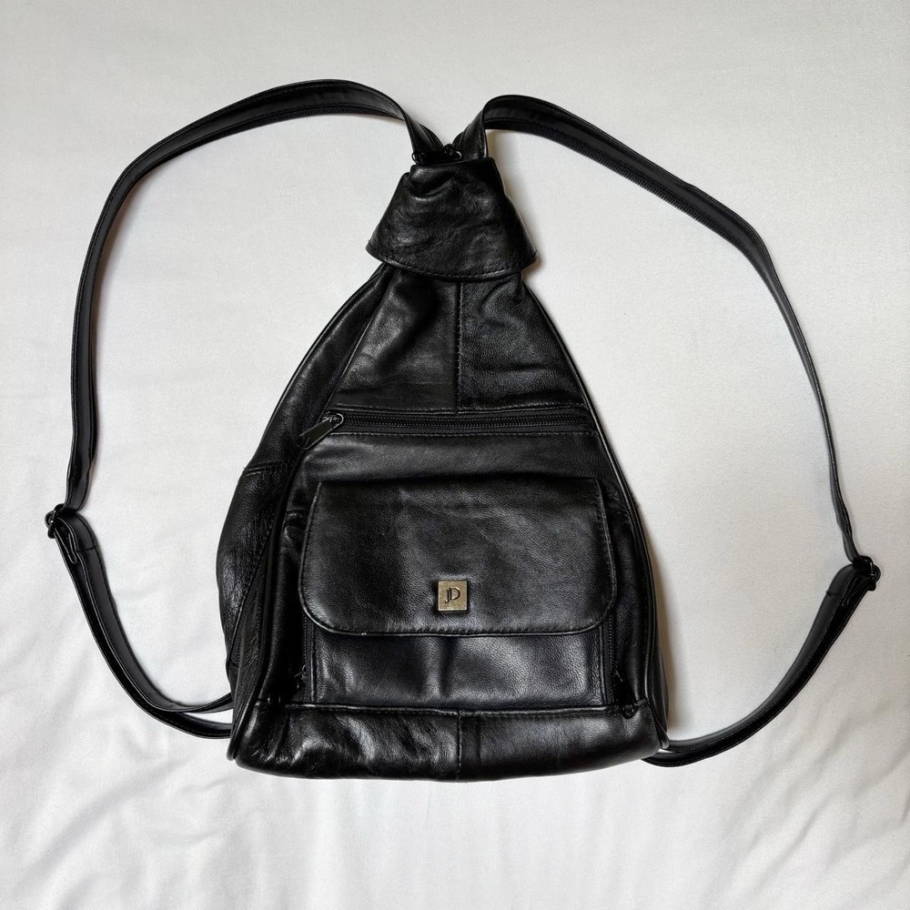 Black Leather Backpack Vintage Y2K Jade DONY Mini Backpack Convertible Goth Cool